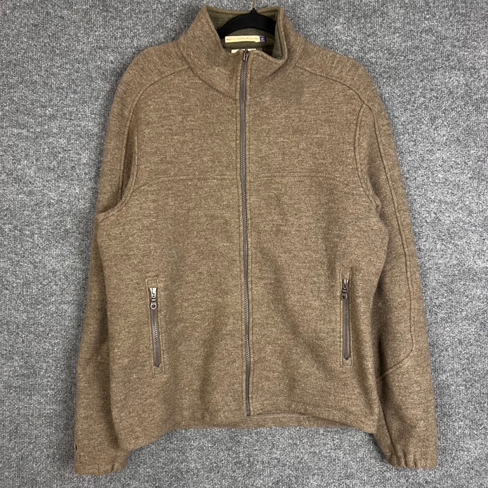 Ibex Full Zip Jacket Mens M Brown Good 100% Wool Made in USA